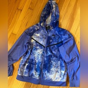 Nike Blue Abstract Hooded Windbreaker